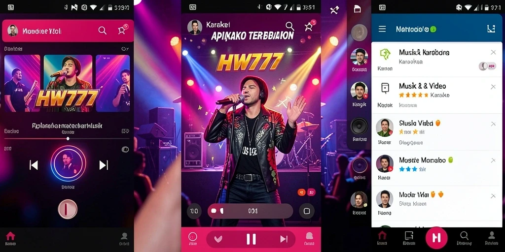 Antarmuka aplikasi HW777 dengan fitur karaoke yang menarik.