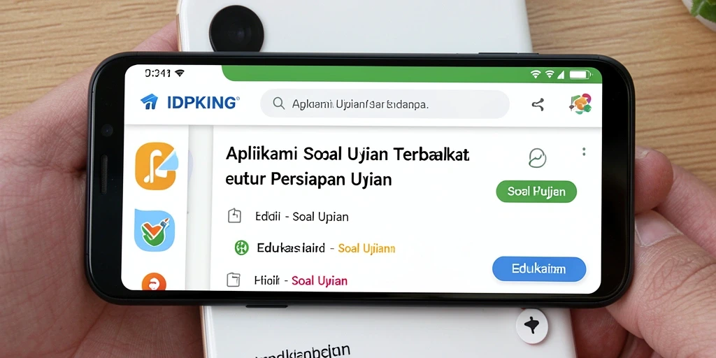 Antarmuka aplikasi IDPKING dengan berbagai pilihan soal ujian.