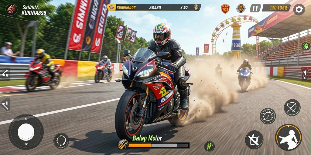 Tampilan menarik dari game balap motor KURNIA898 dengan antarmuka yang intuitif.
