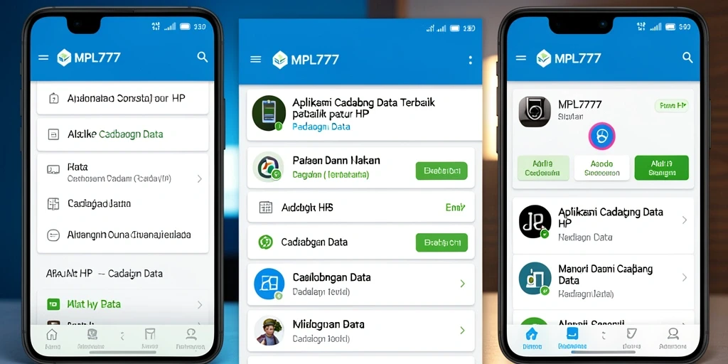 Tampilan antarmuka aplikasi MPL777 untuk cadangan data.