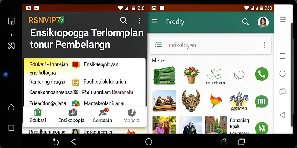 Tampilan antarmuka aplikasi Ensiklopedia RSNVIP7 yang user-friendly.