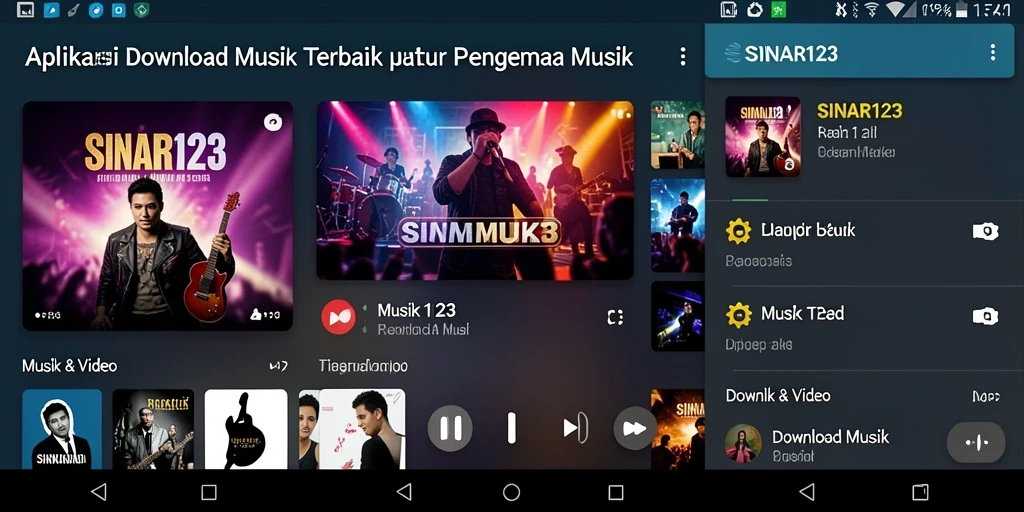Tampilan antarmuka aplikasi SINAR123 untuk Download Musik yang menarik.